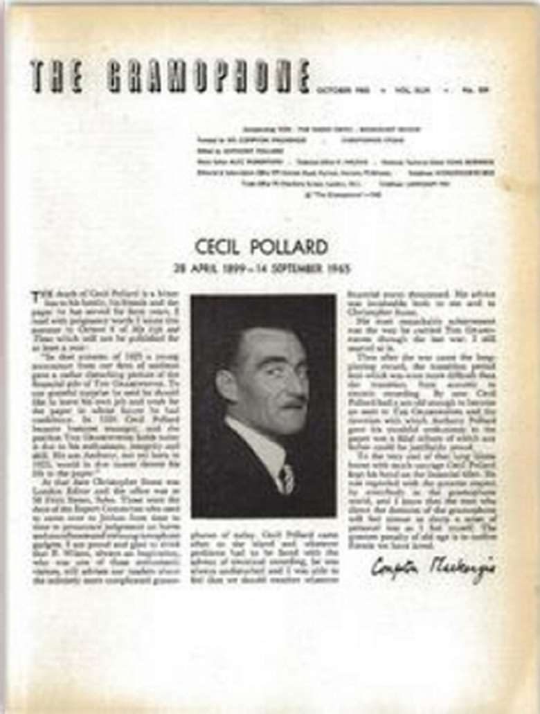  Cecil Pollard's obituary, written by Compton Mackenzie