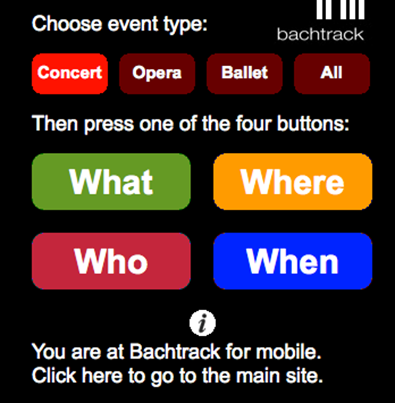 Bachtrack's app allows you to search for concerts