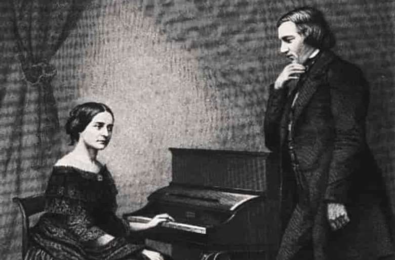 Robert and Clara Schumann at the piano