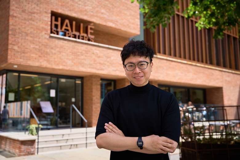 Kahchun Wong outside Hallé St Peter’s, in Ancoats (photo: Tom Stephens/Hallé)