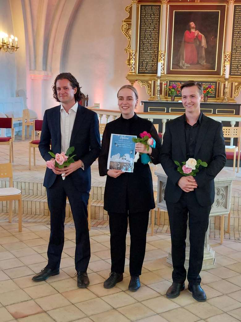 Left to right: James Potter, Anastasija Kildish and Martin Hellberg at the competition awards ceremony.