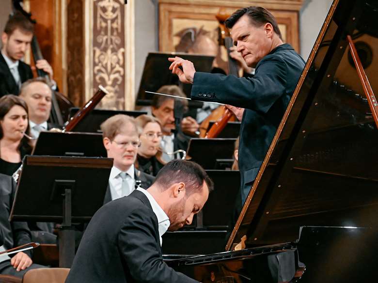 Igor Levit and Christian Thielemann performing together (photo: Amar Mehmedinovic)