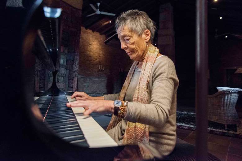 Maria João Pires, photographed at the music hall in Belgais Center for Arts, eastern Portugal (photo: Shun Kambe / The Japan Art Association)