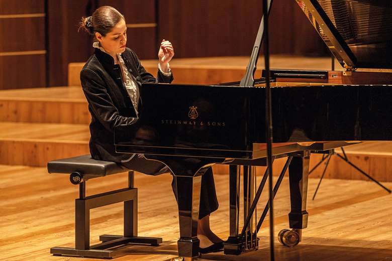 Undaunted, Russian pianist Zlata Chochieva confronts a work fraught with difficulty (photography: Alberto Panzani)