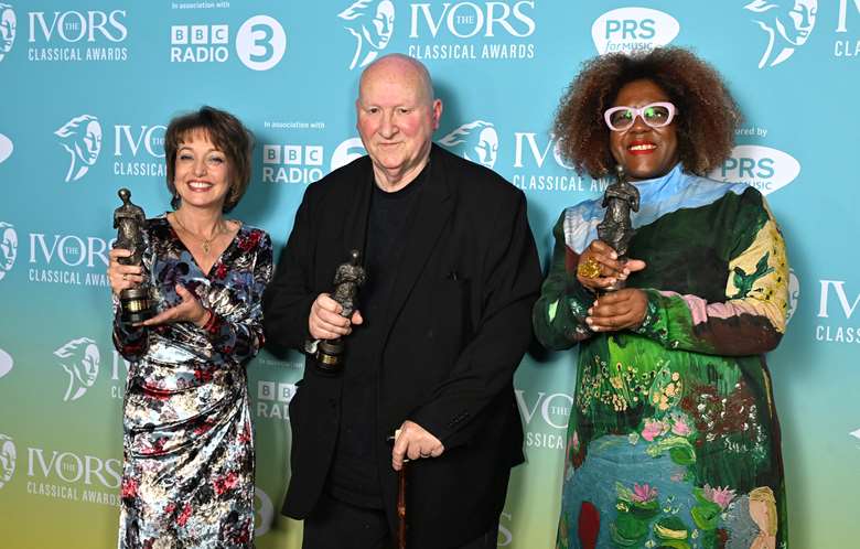 Roxanna Panufnik, Gavin Bryars and Errollyn Wallen at the Ivors Classical Awards, BFI Southbank (Photo: Hogan Media - Shutterstock)