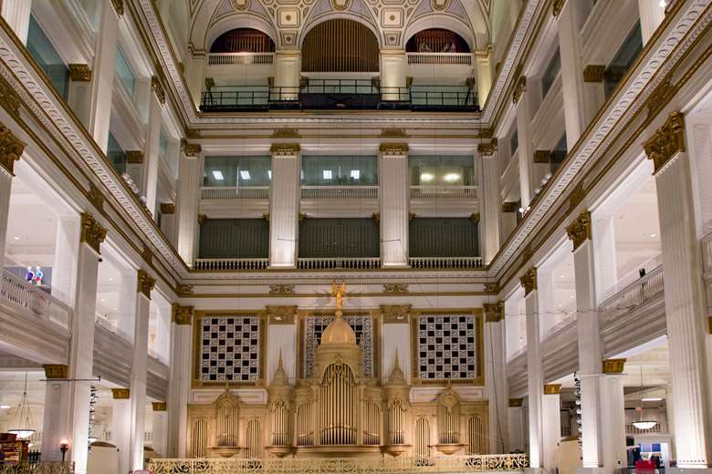 The interior of Wanamaker Grand Court, including its organ, is protected by the Philadelphia Historical Commission (Photo: Adobe Stock)