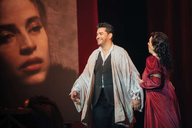 Pirgu as Mario Cavaradossi in the Albanian National Theatre’s production of Tosca in November 2024 (Albanian National Theatre of Opera)