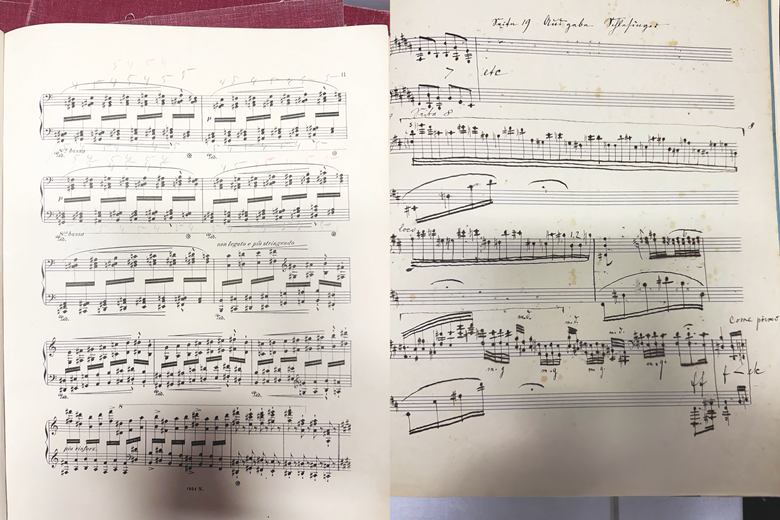 Pages from August Stradal’s collection, showing Liszt’s second thoughts on his own works